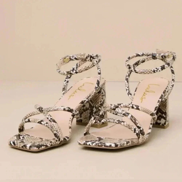 Lulus Cossette Snake Strappy High Heel Ankle Strap Sandals - Picture 4 of 4